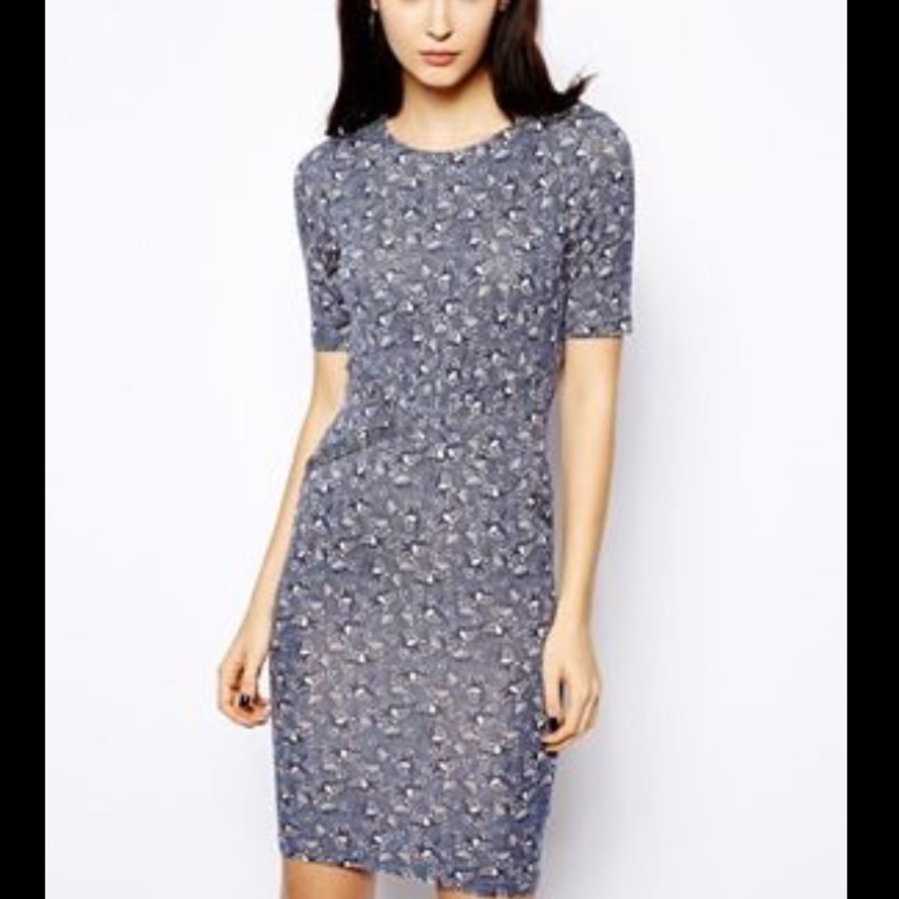 Warehouse Dotty Bird Print Dress, US 2 (UK 6)